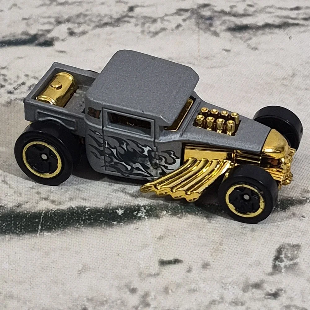 Rare Hot Wheels BONE SHAKER Golden Chrome  Gray Loose Single Car Hot